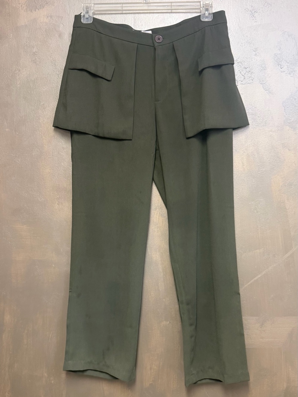 Tezza Olive Green High-Waist Women's Trousers